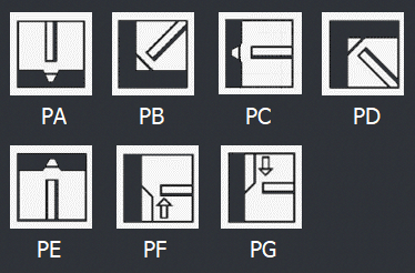 Overview diagram illustrating the PA, PB, PC, PD, PE, PF and PG welding positions.