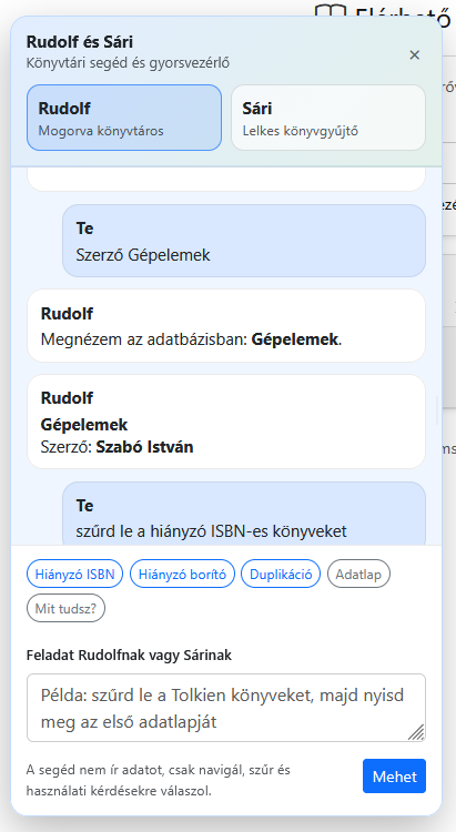 Mobile conversation interface of Rudolf digital assistant.