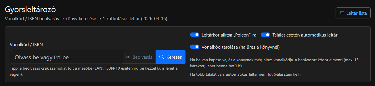 Gyűjteménykezelő felület a Zenit Könyvek alkalmazásban.